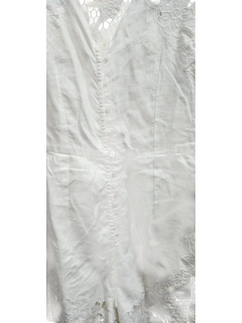 Zimmermann White Linen Lace Romper Playsuit Size 0 /US 4 Floral Embroidered Boho - Picture 3 of 14